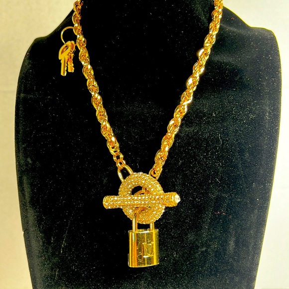 Louis Vuitton Jewelry - Louis Vuitton Gold Necklace with Lock Pendant